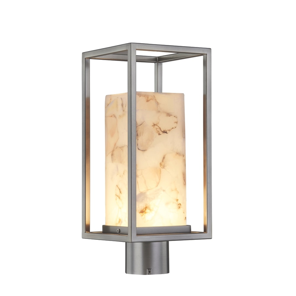 Alabaster Rocks Laguna 7 Inch Brushed Nickel Outdoor Led Post Light Shaved Alabaster Rocks Shade