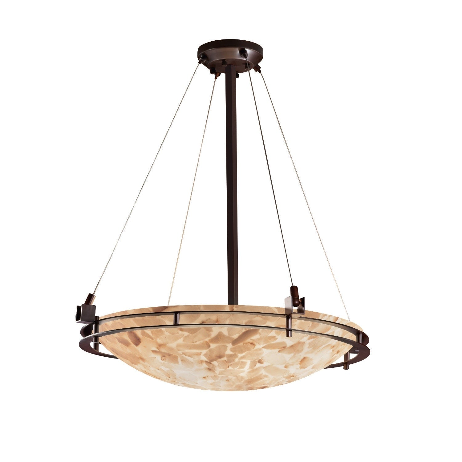 Alabaster Rocks Metropolis 24 Inch Dark Bronze Round Pendant Bowl Alabaster Rocks Shade