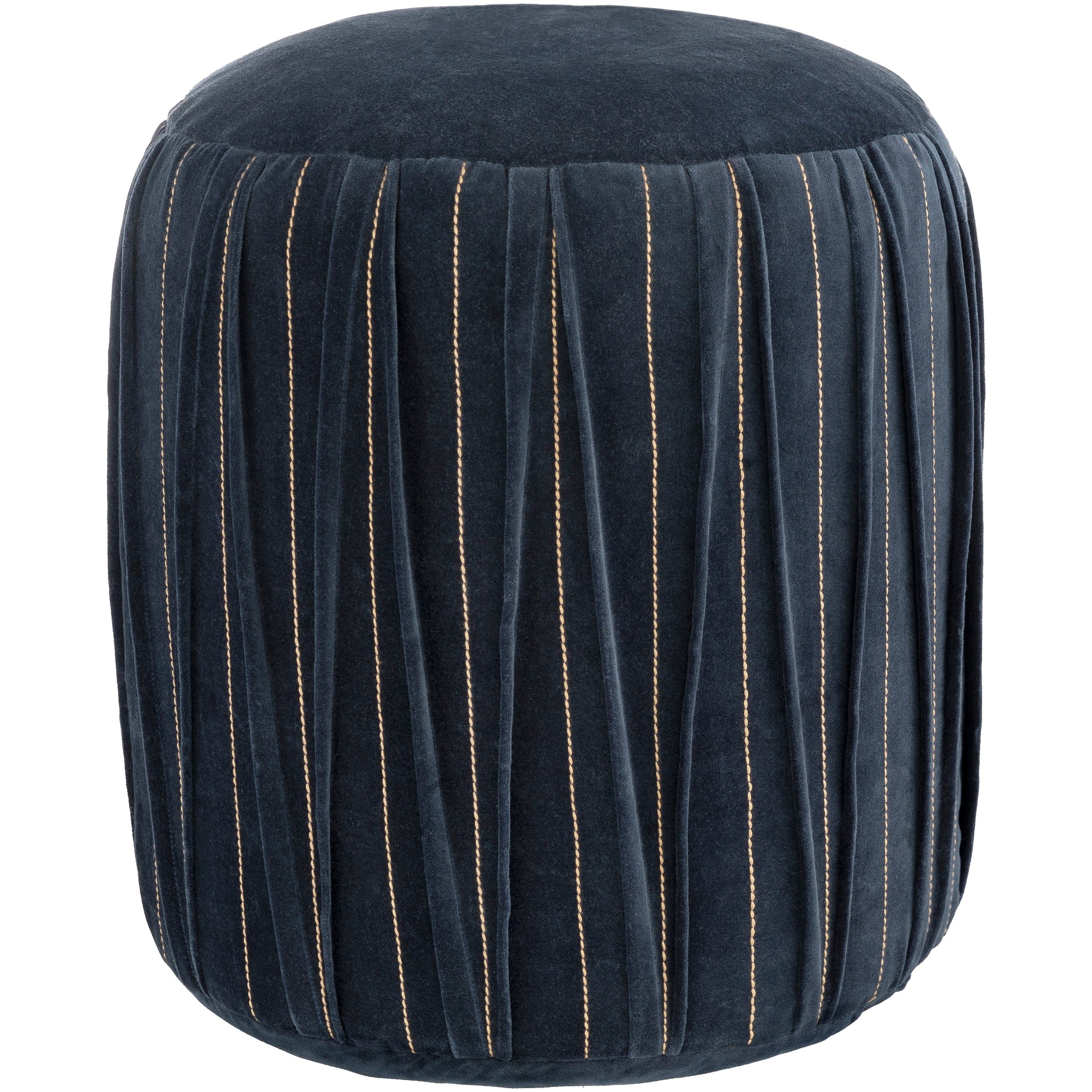 Alaya Pleated Velvet 16 Inch Round Pouf