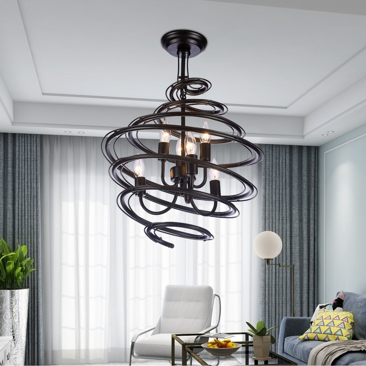 Albertus Black 6 Light Pendant