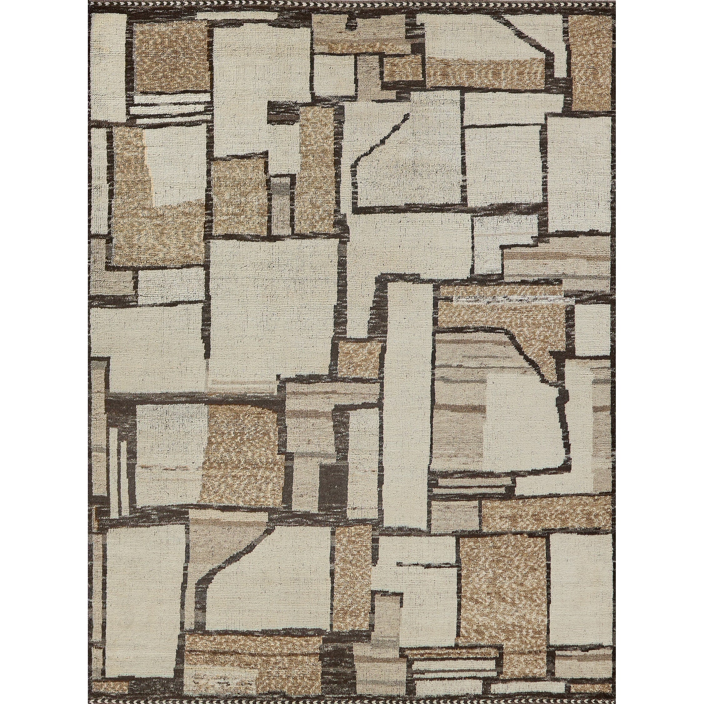Alcama Hand Knotted New Zealand Wool Beige Ivory Brown Area Rug