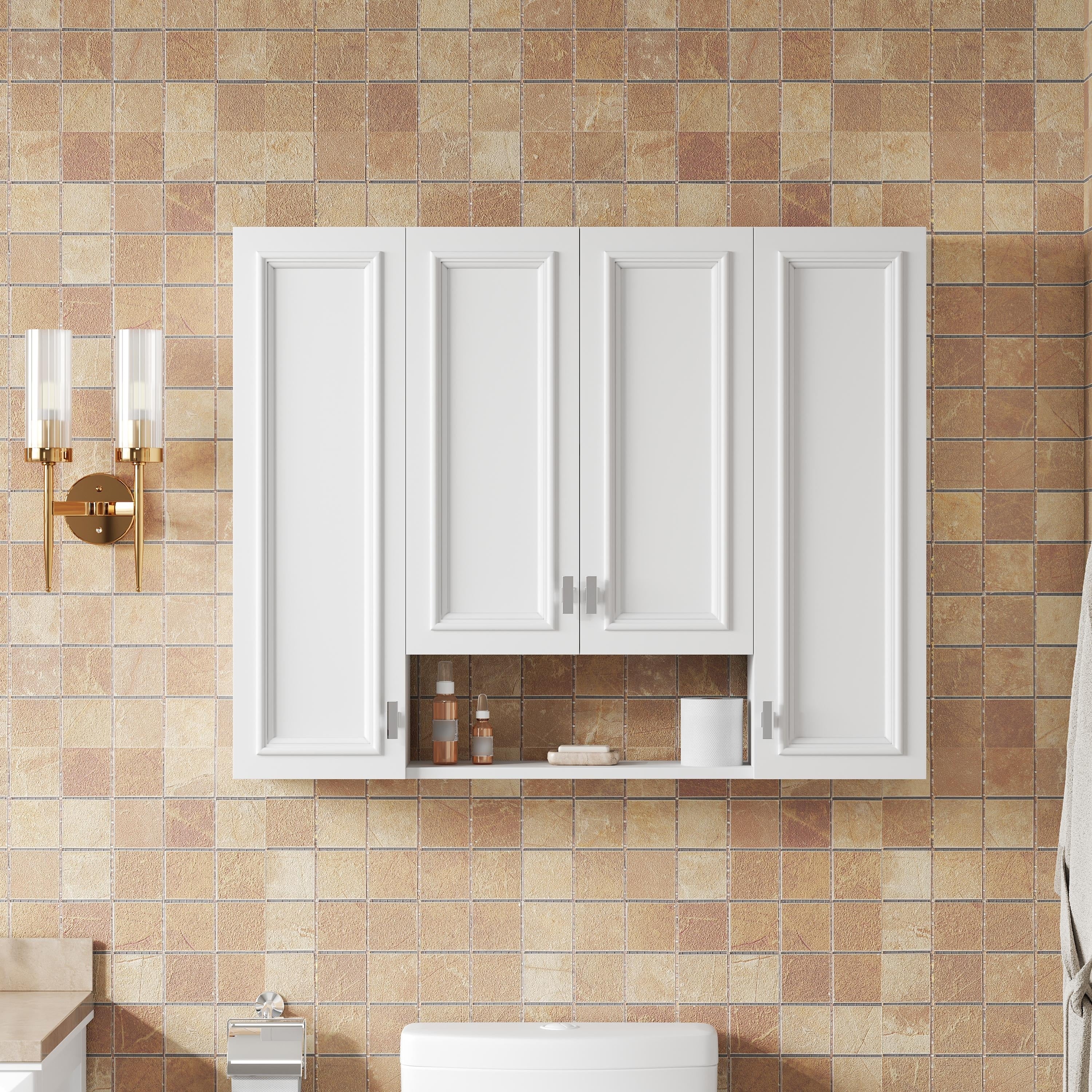 Aldercrest Modern Wall Mounted Medicine Cabinet With Adjustable Shelves Open Storage And Soft Close Hinges By Gdfstudio