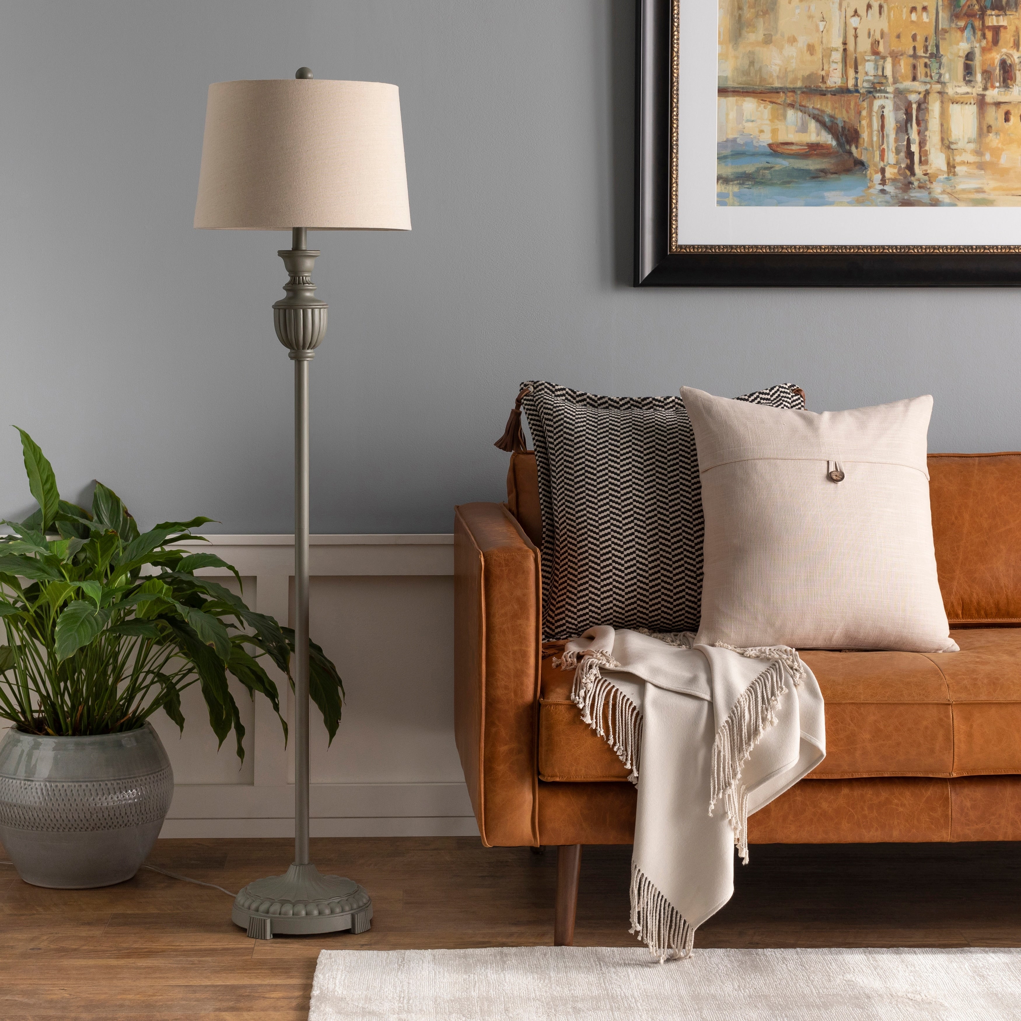Aldon Classic Grey Urn 59 Inch Floor Lamp 59 H X 15 W X 15 D