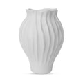 Aldous Vase Round Ecomix Petal Edged Profile Rippled Texture Ruffled Opening Decorative Only White