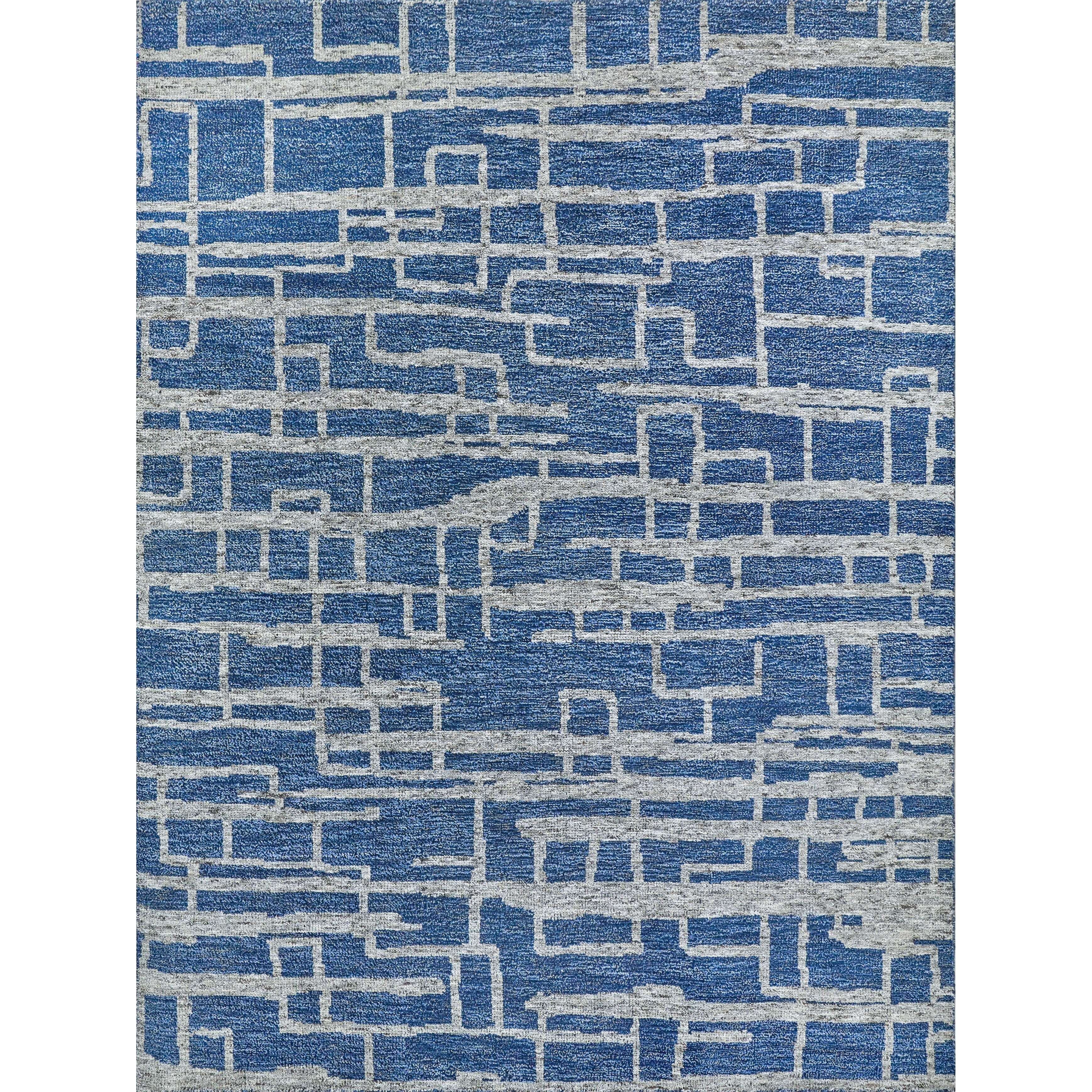 Aldridge Hand Knotted Wool Bamboo Silk Blue Gray Area Rug 8 X 10