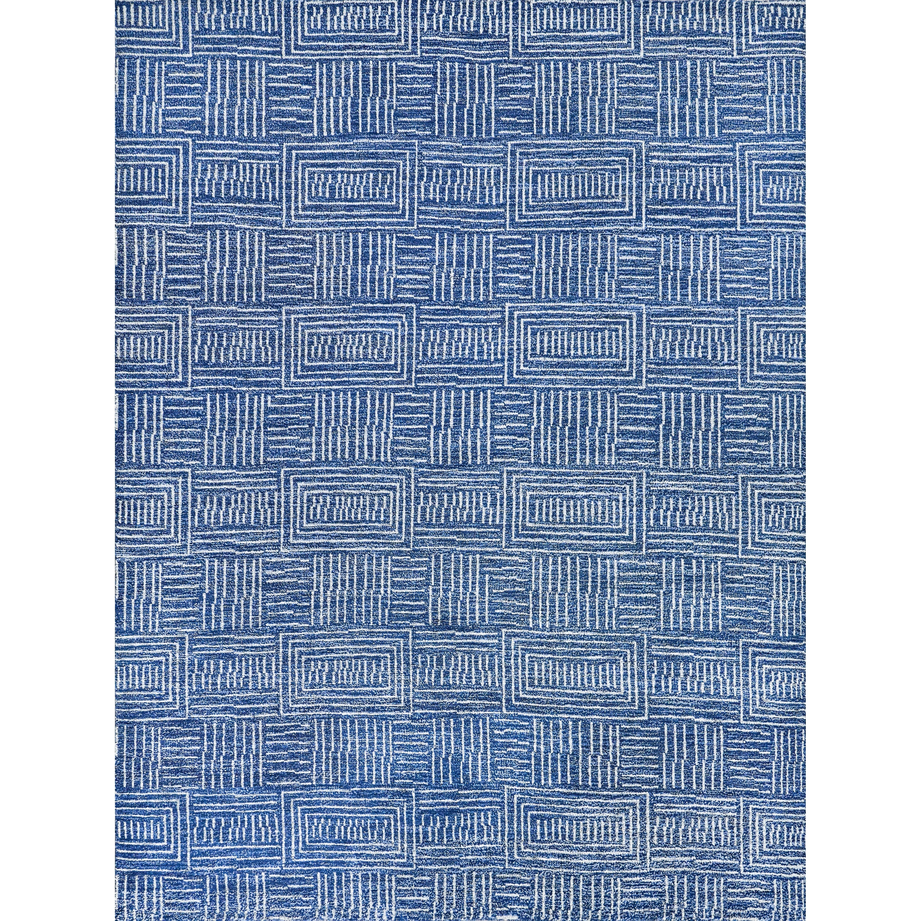 Aldridge Hand Knotted Wool Bamboo Silk Blue Ivory Area Rug 8 X 10