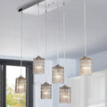 Aldubon Chrome 6 Light Chandelier With Diamond Crystal Shades Adjustable Height