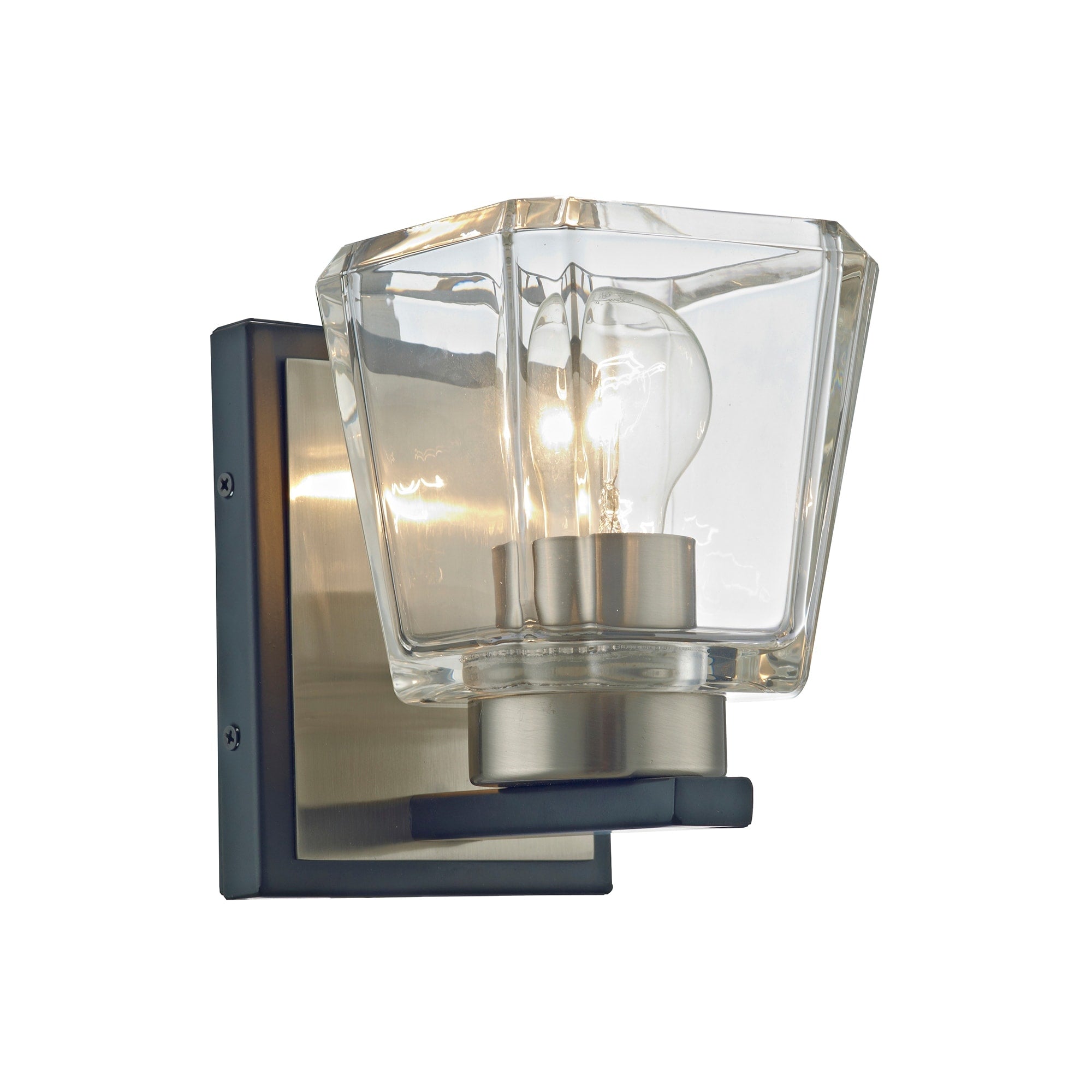 Aleah Matte Black Brushed Nickel 1 Light Clear Crystal Shade Wall Sconce