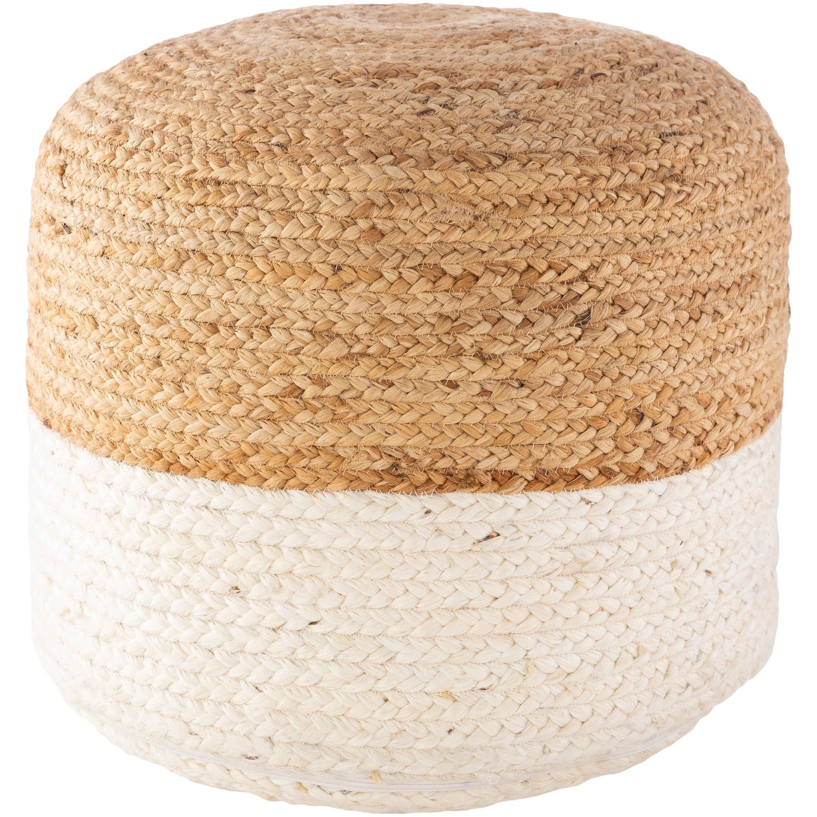 Aleka Farmhouse Jute 18 Inch Cylinder Pouf