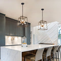 Modern Industrial 6 Lights Square Metal Pendant Lighting For Stairwell L13.8 W13.8 H19.7