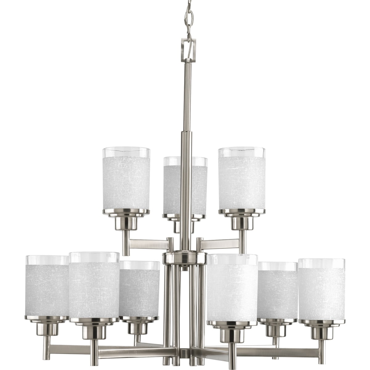 Progress Lighting Alexa Collection 9 Light 2 Tier Brushed Nickel Chandelier Lighting Fixture