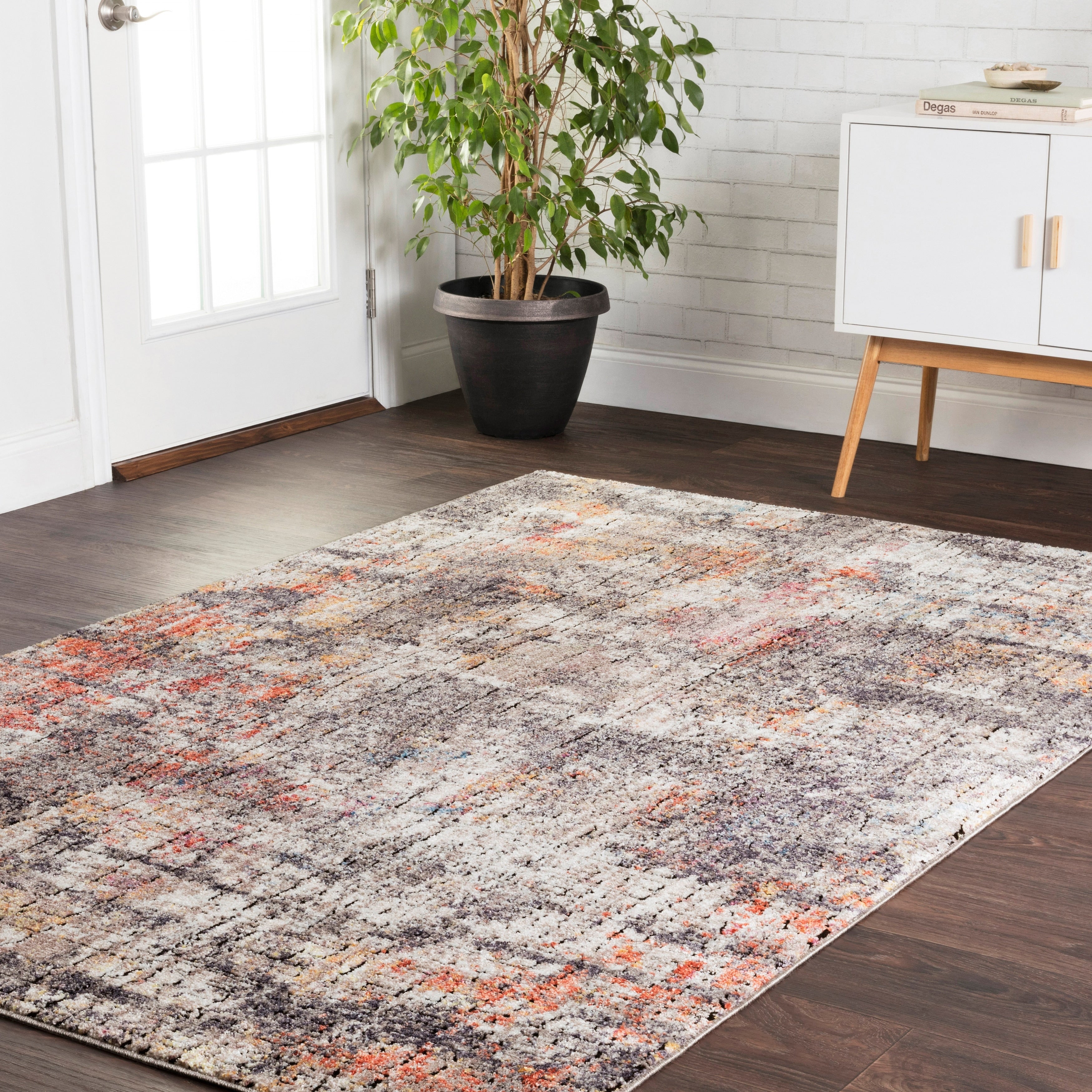 Transitional Bohemian Grey Rust Abstract Vintage Area Rug 6 X 88