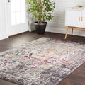 Transitional Bohemian Grey Multi Vintage Medallion Area Rug 710 X 106