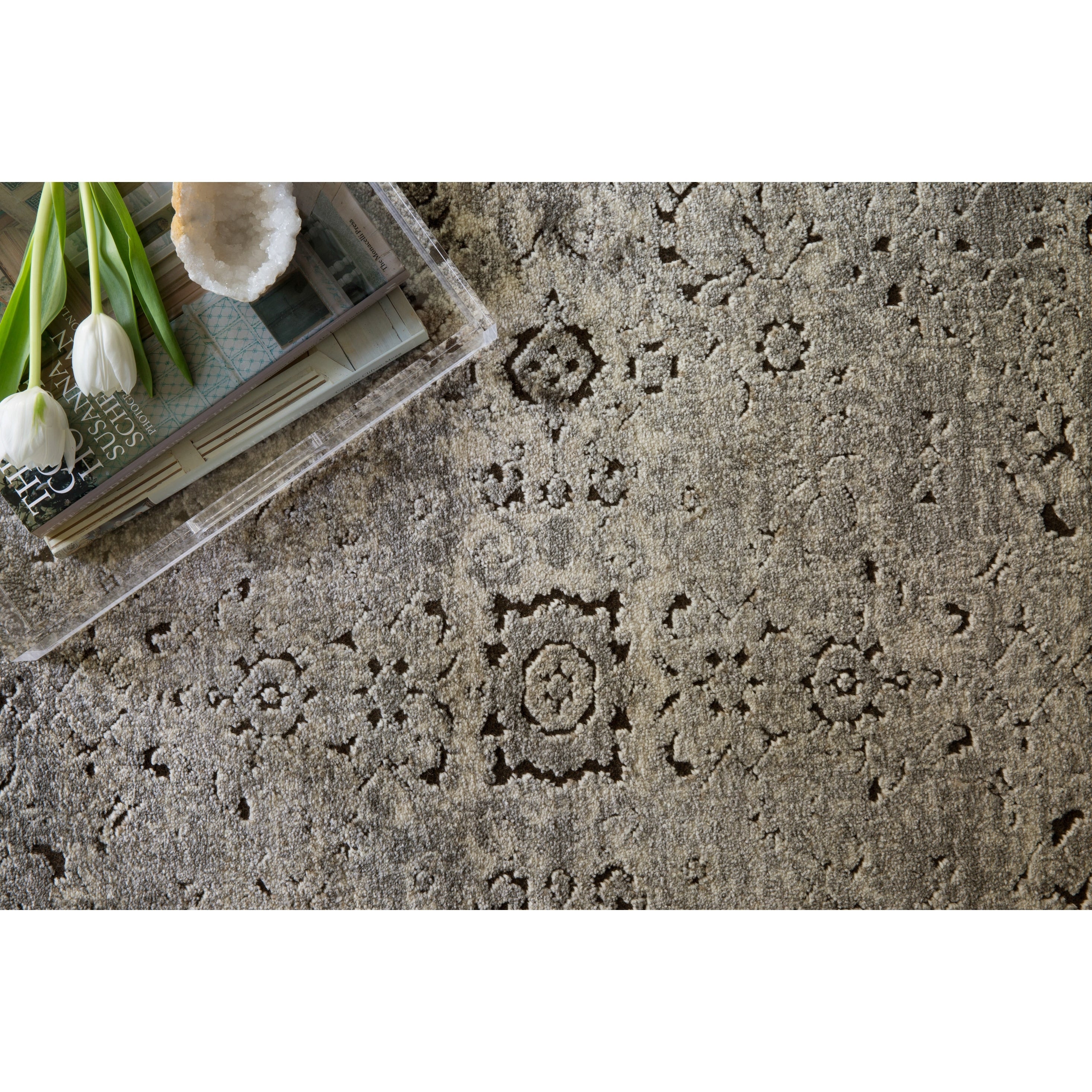 Antique Inspired Vintage Grey Brown Distressed Rug 67 X 92