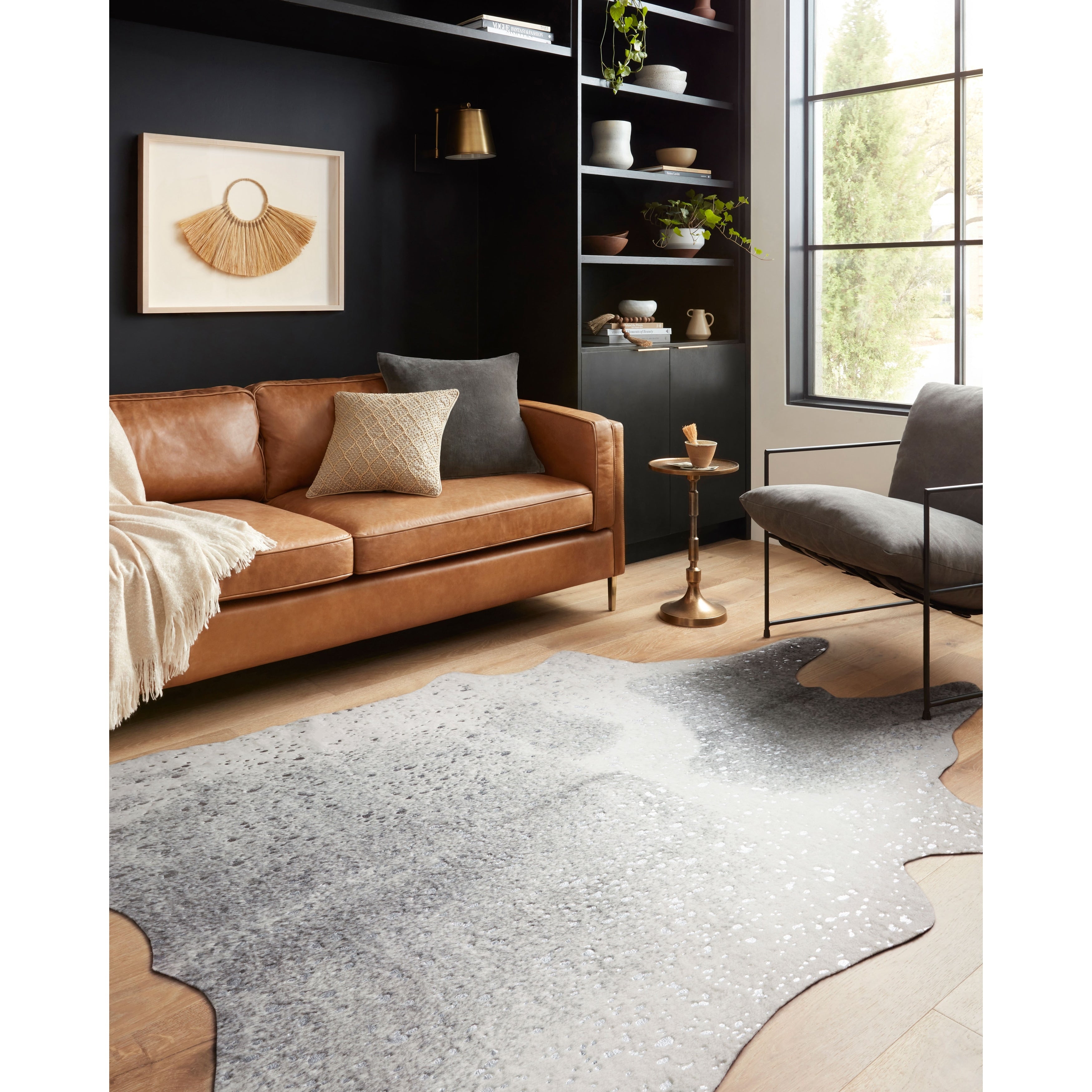 Alexander Home Clayton Grey Silver Faux Cowhide Rug 5 X 66