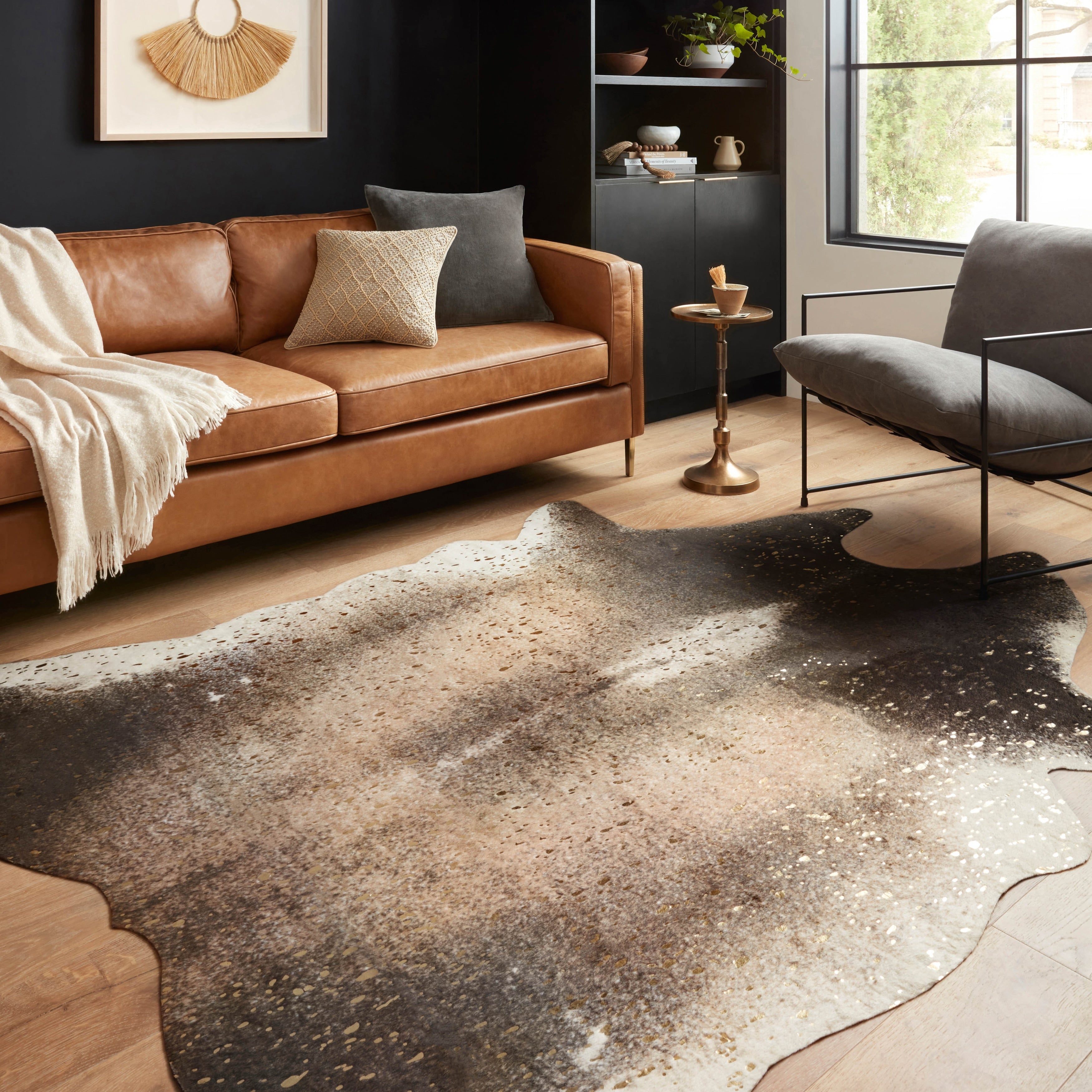 Clayton Mocha Gold Faux Cowhide Rug 5 X 66