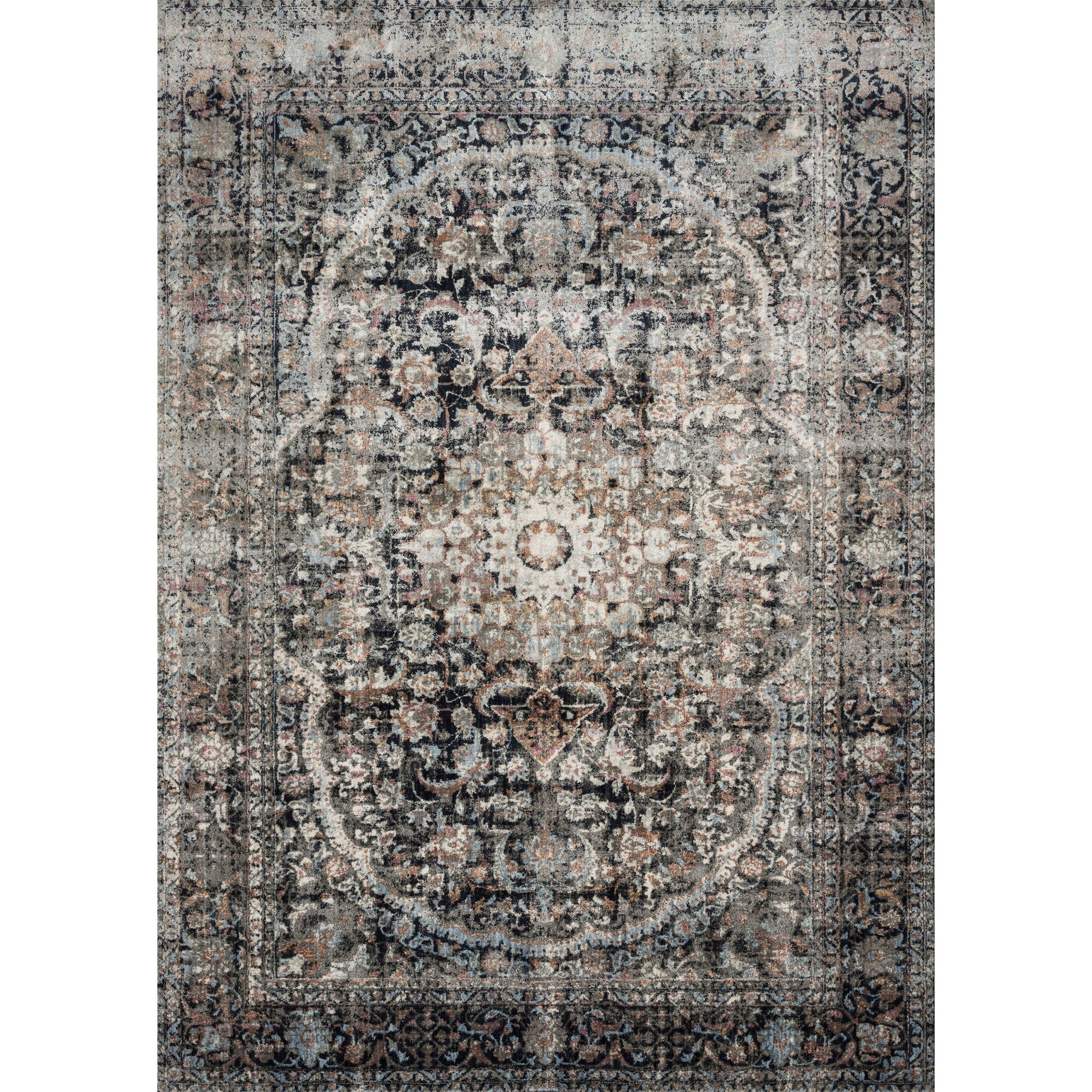 Traditional Charcoal Rust Multi Antique Inspired Medallion Rug 710 X 1010