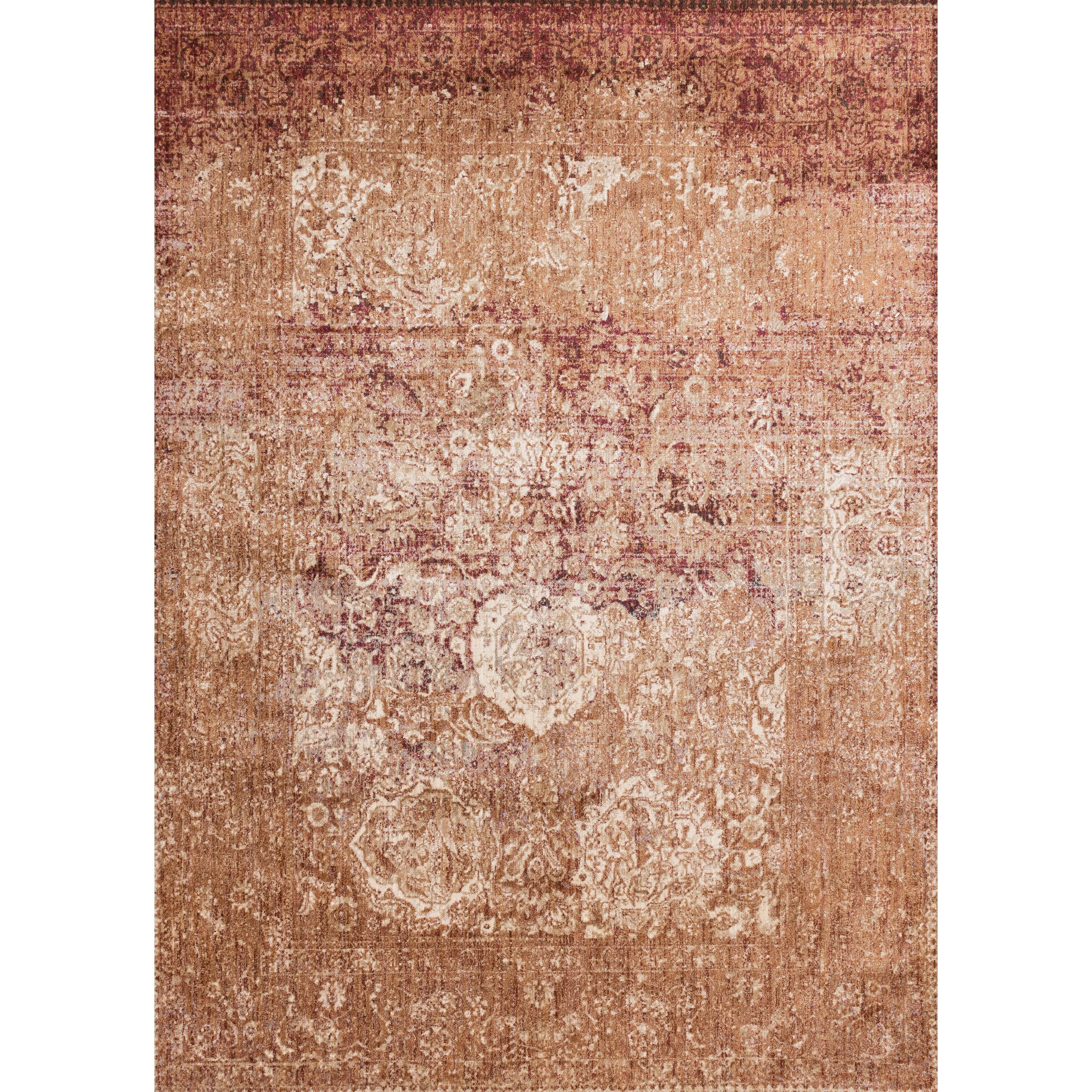 Traditional Rust Floral Distressed Rug 96 X 13