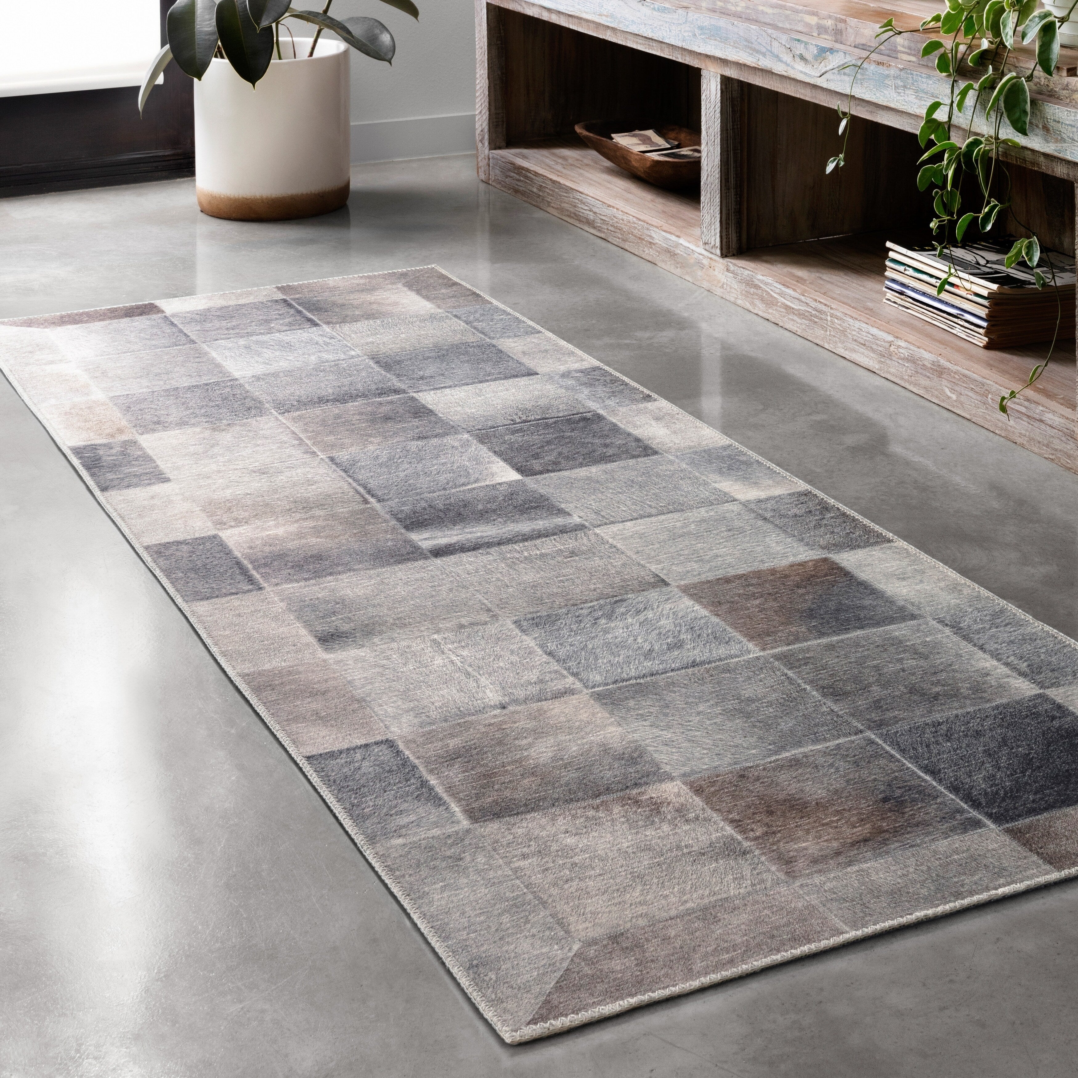 Alexander Home Davide Square Faux Cowhide Area Rug