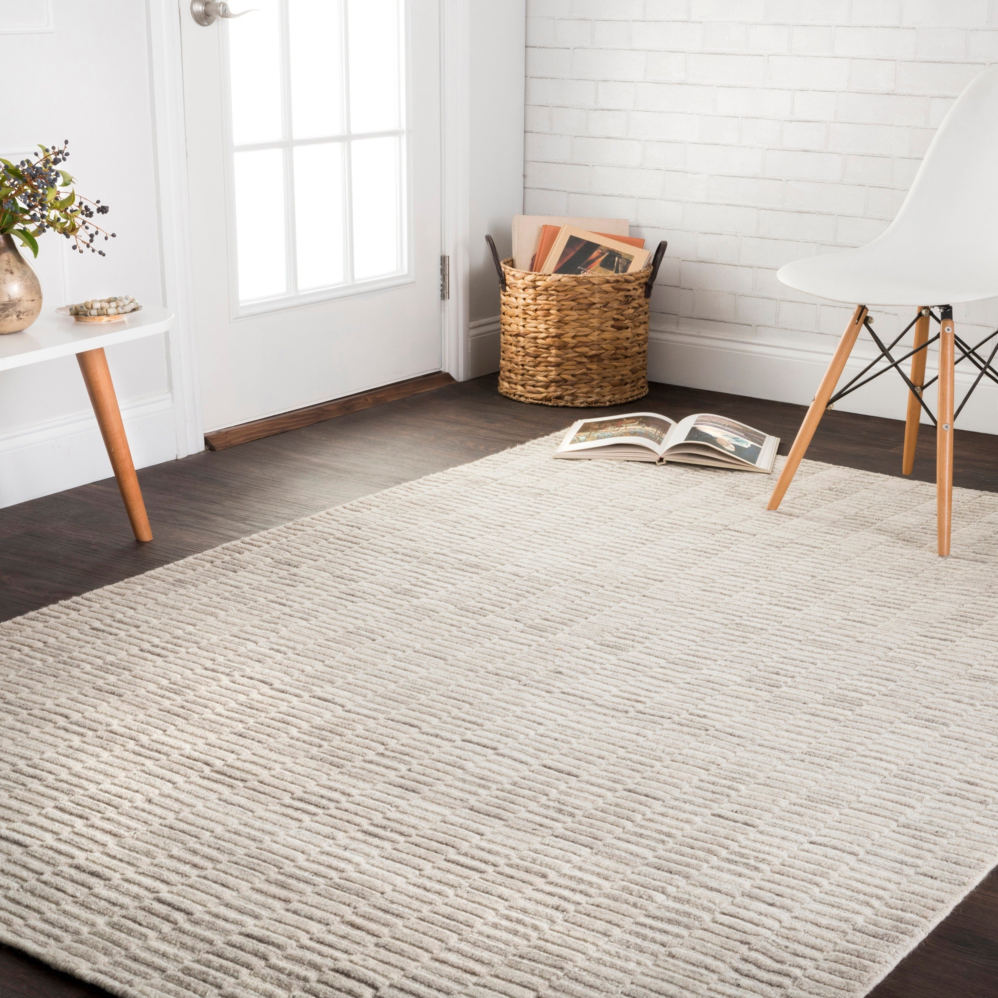 Hand Loomed Franklin Oatmeal Wool Rug 76 X 96