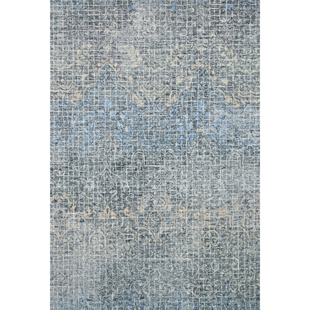 Alexander Home Indigo Blue Wool Hand Hooked Transitional Abstract Mosaic Rug 79 X 99 79 X 99