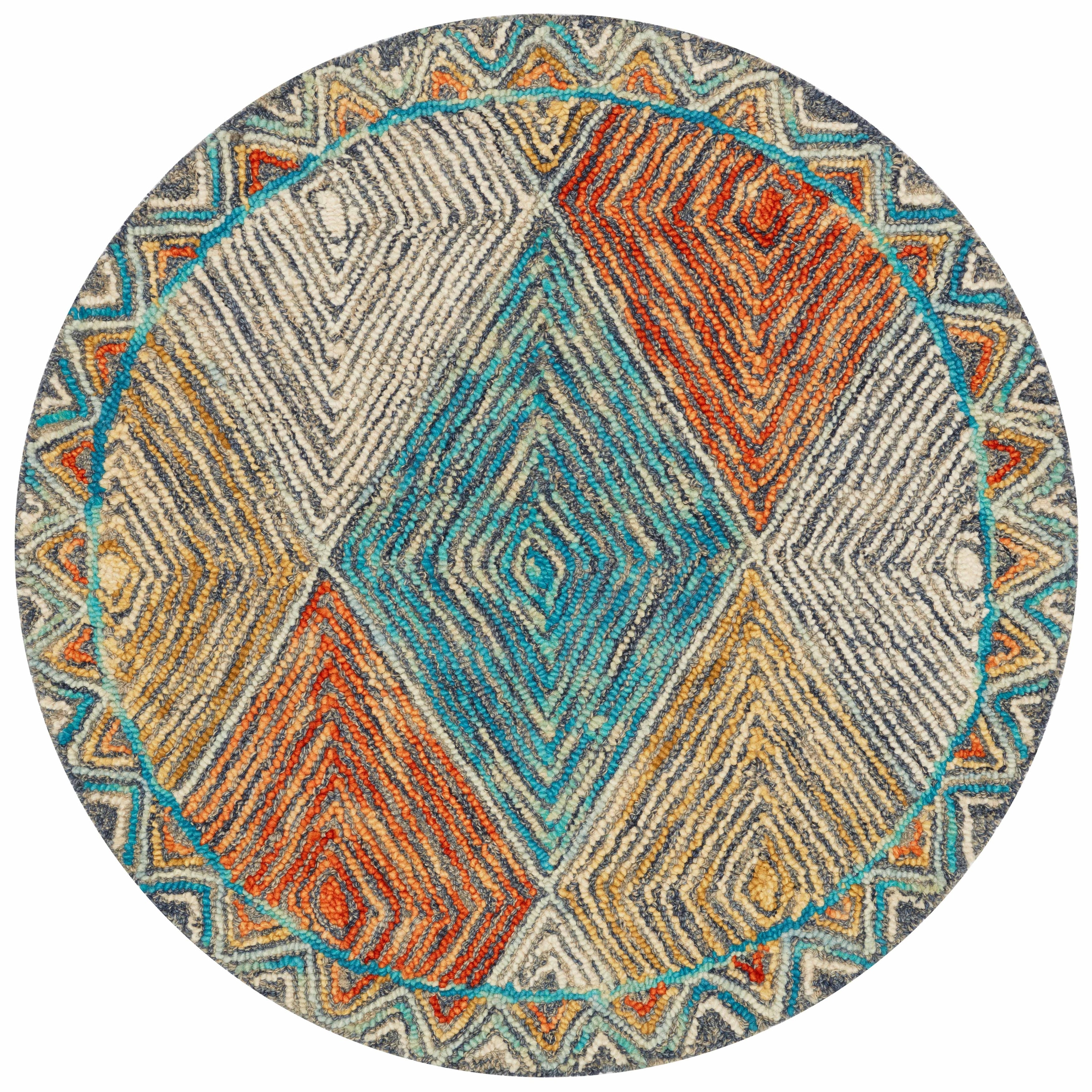 Alexander Home Kaleidoscope Diamond Hand Hooked Wool Rug