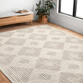 Alexander Home Kanarra Hand Tufted Diamond Farmhouse Natural Wool Rug