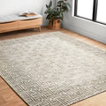 Alexander Home Kanarra Hand Tufted Greek Maze Farmhouse Natural Wool Rug