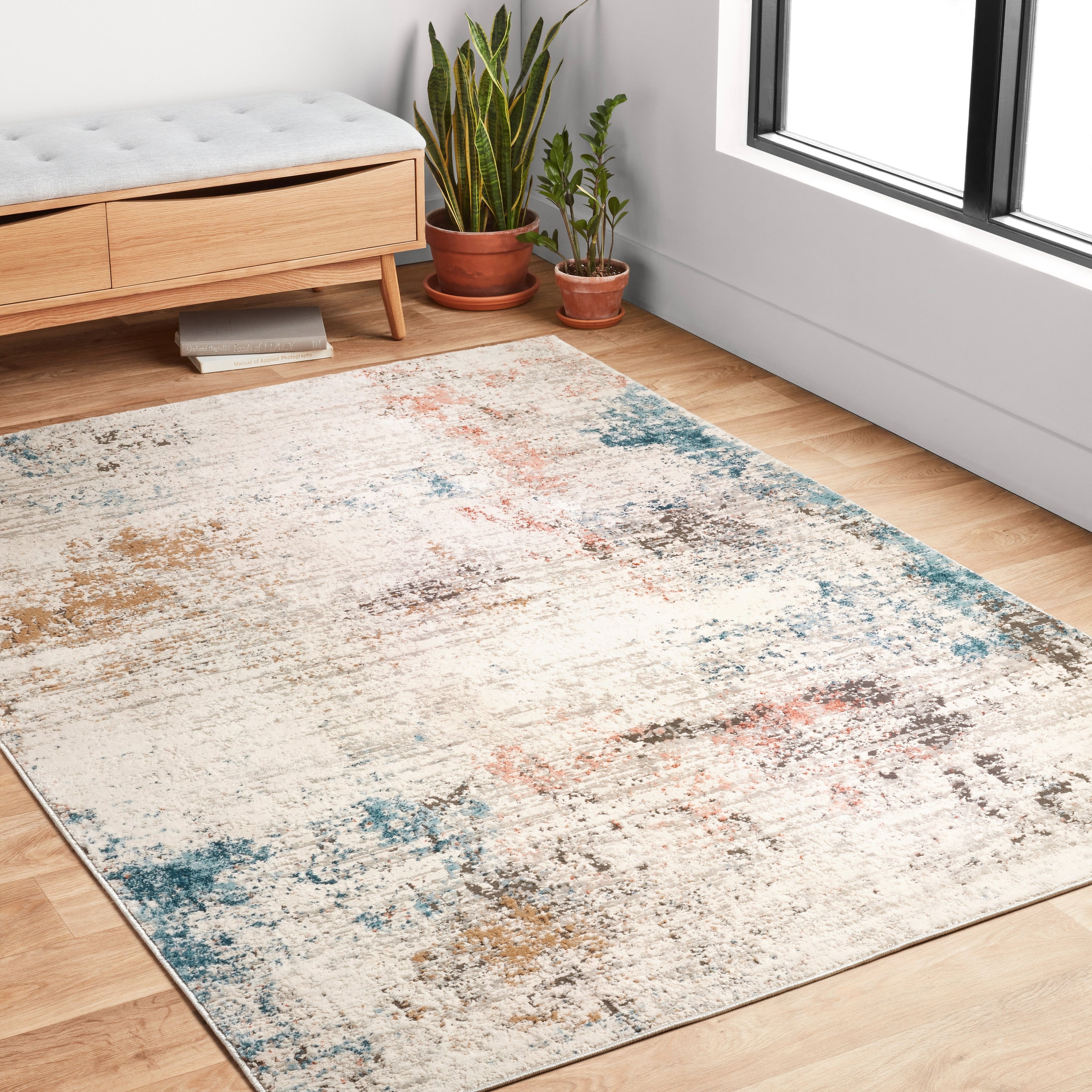 Alexander Home Keara Abstract Distressed Contemporary Modern Rug
