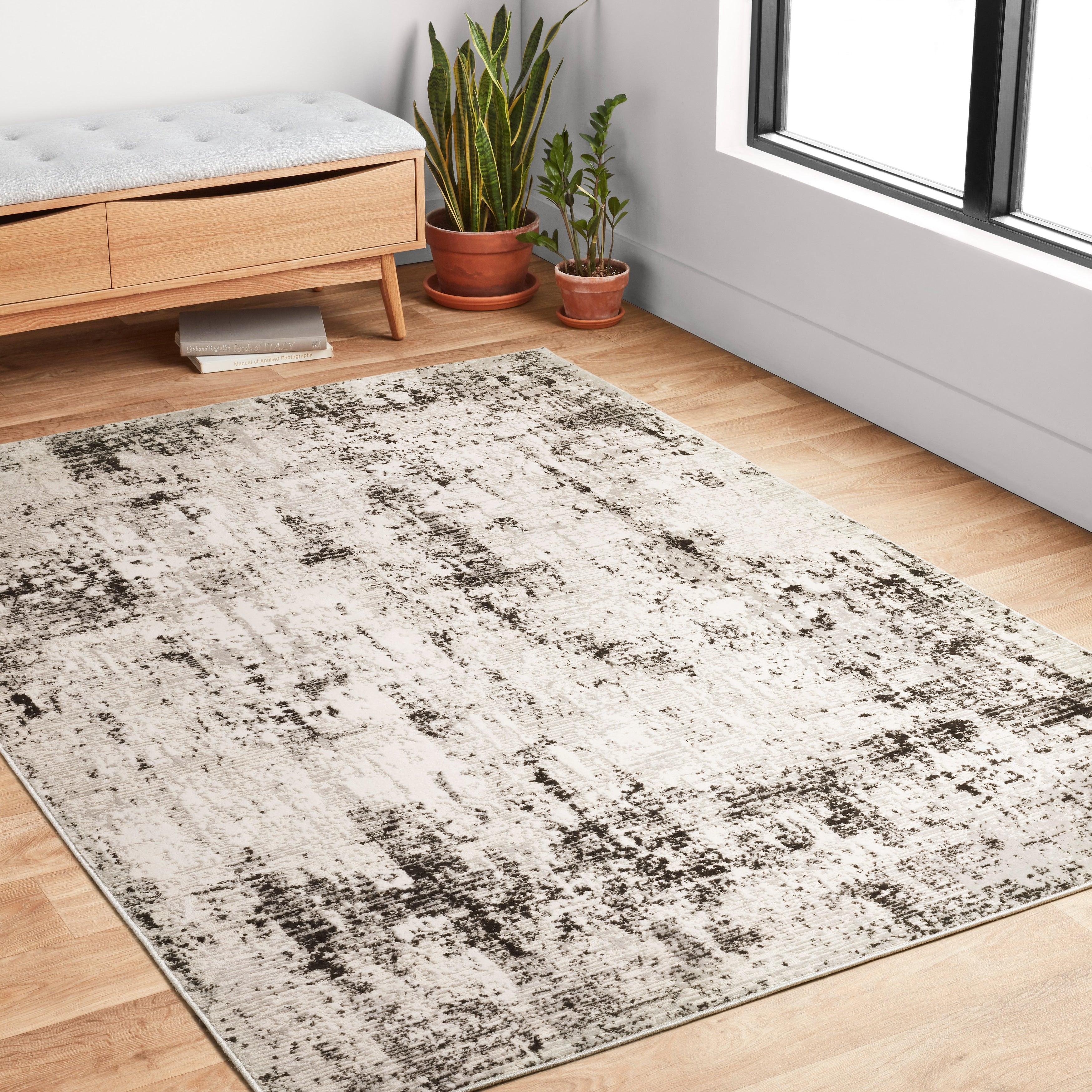 Alexander Home Keara Abstract Marble Distressed Contemporary Rug