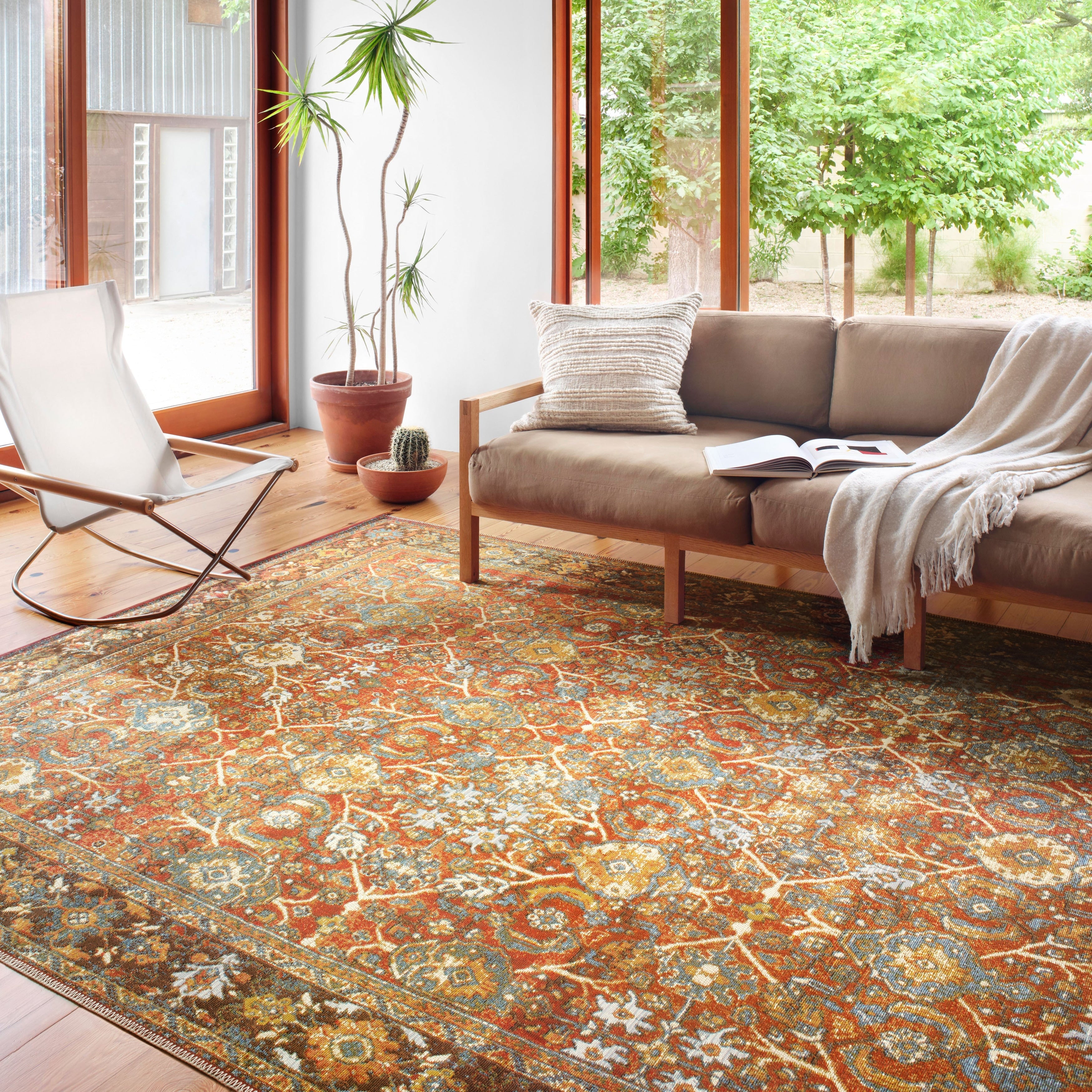 Alexander Home Luciano Distressed Botanical Oriental Rug