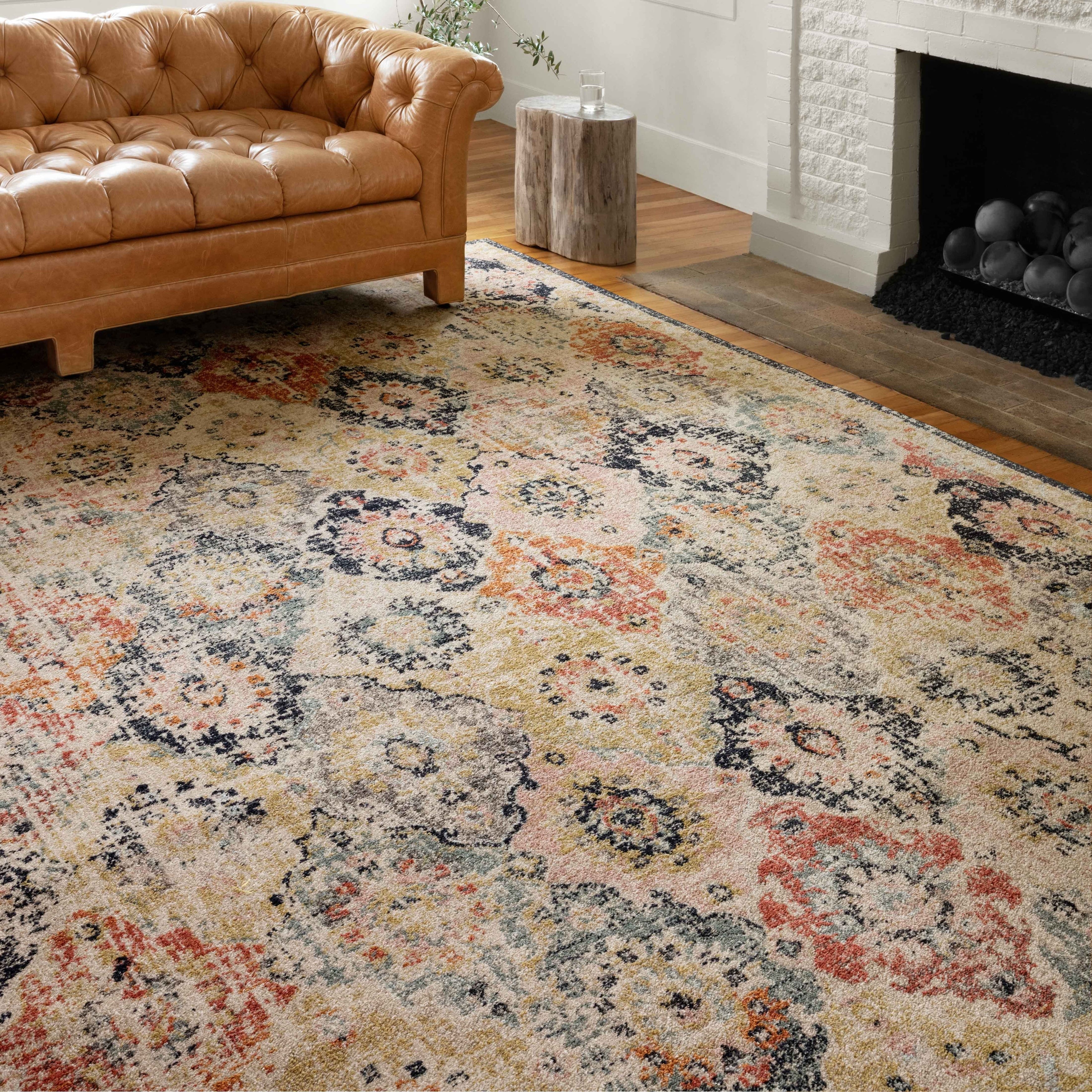 Alexander Home Luxe Antiqued Motif Distressed Area Rug