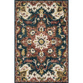 Hand Hooked Dark Rust Navy Traditional Floral Wool Area Rug 93 X 13