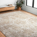 Distressed Transitional Grey Floral Vintage Rug 96 X 13