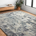 Contemporary Grey Light Blue Abstract Shag Rug 810 X 12