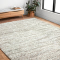 Contemporary Ivory Beige Abstract Shag Rug 710 X 1010