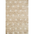 Hand Knotted Natural Ivory Contemporary Geometric Wool Jute Area Rug 86 X 116