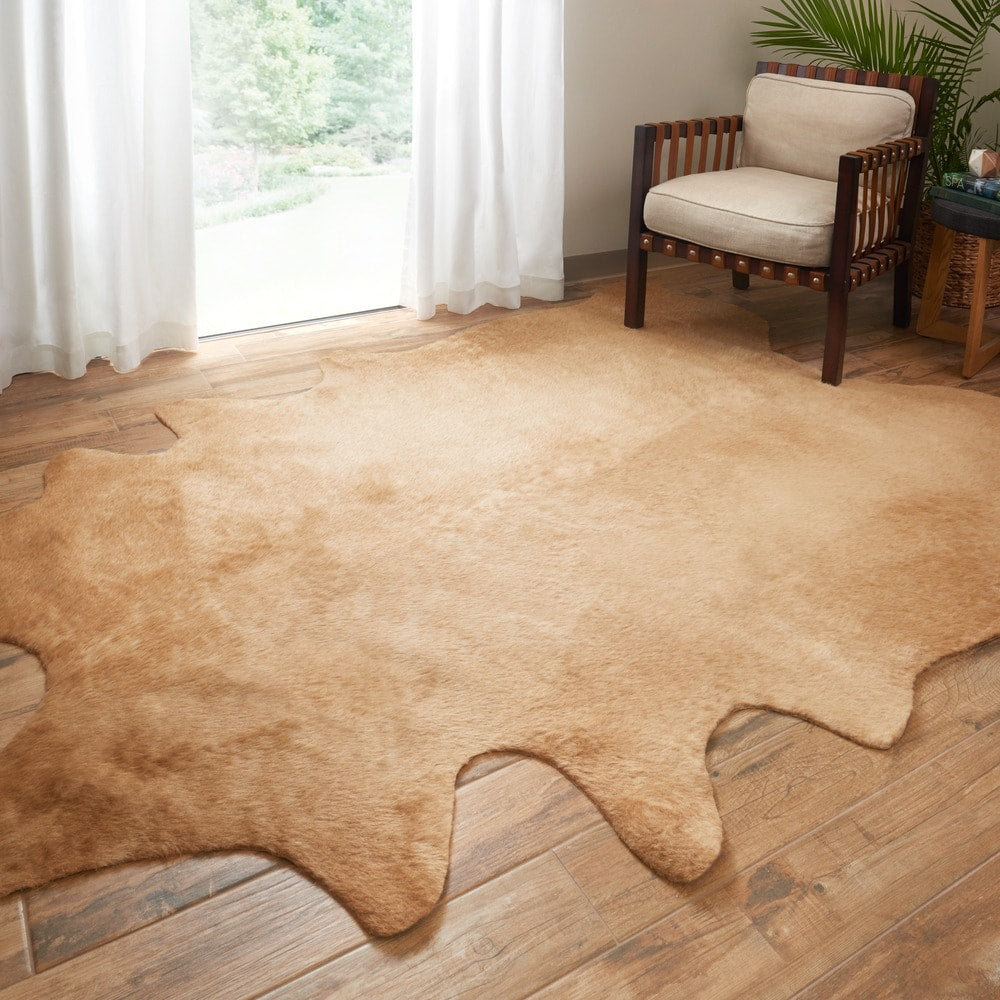 Alexander Home Faux Cowhide Tan Area Rug 62 X 8