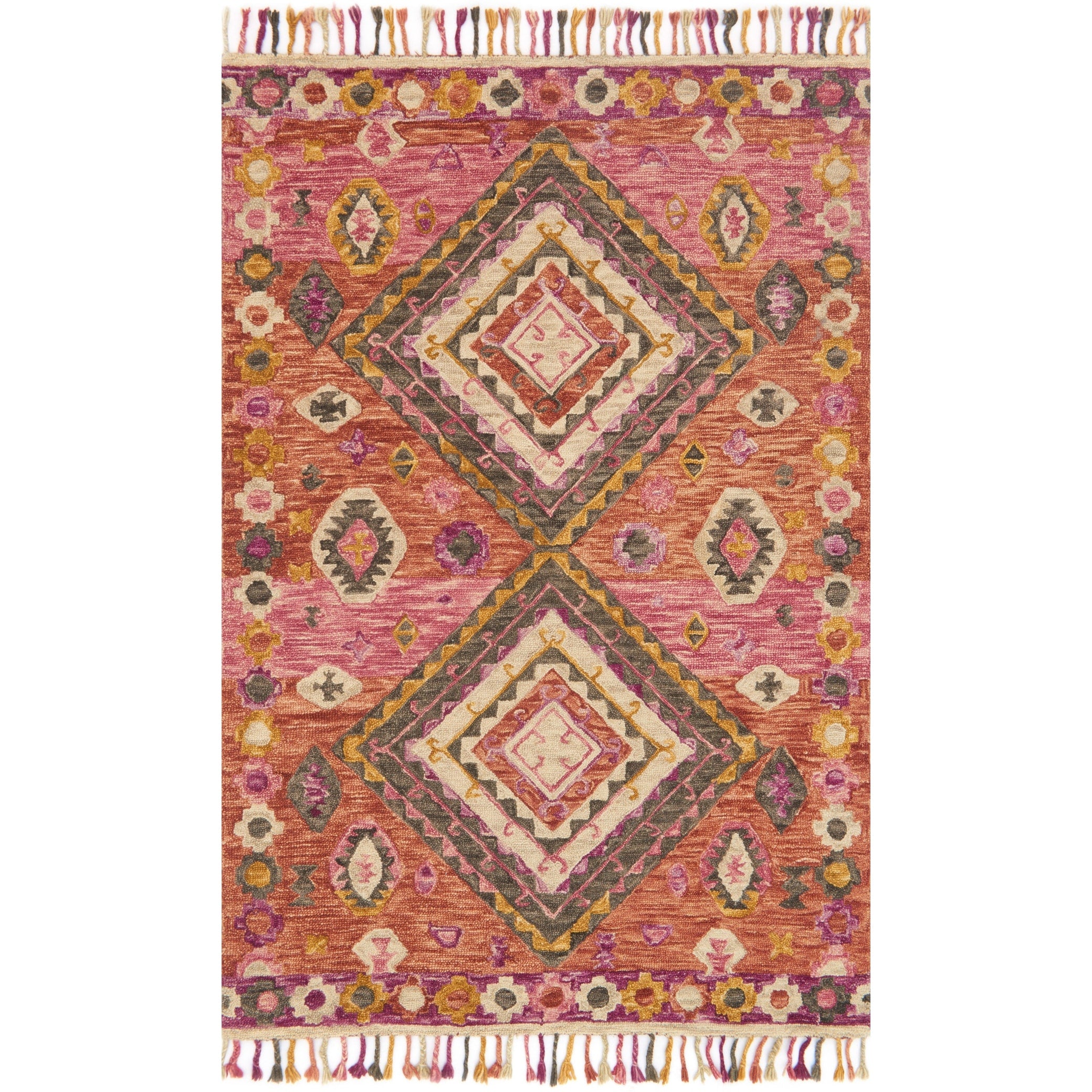 Hand Hooked Sonnet Pink Multi Wool Rug 79 X 99 79 X 99