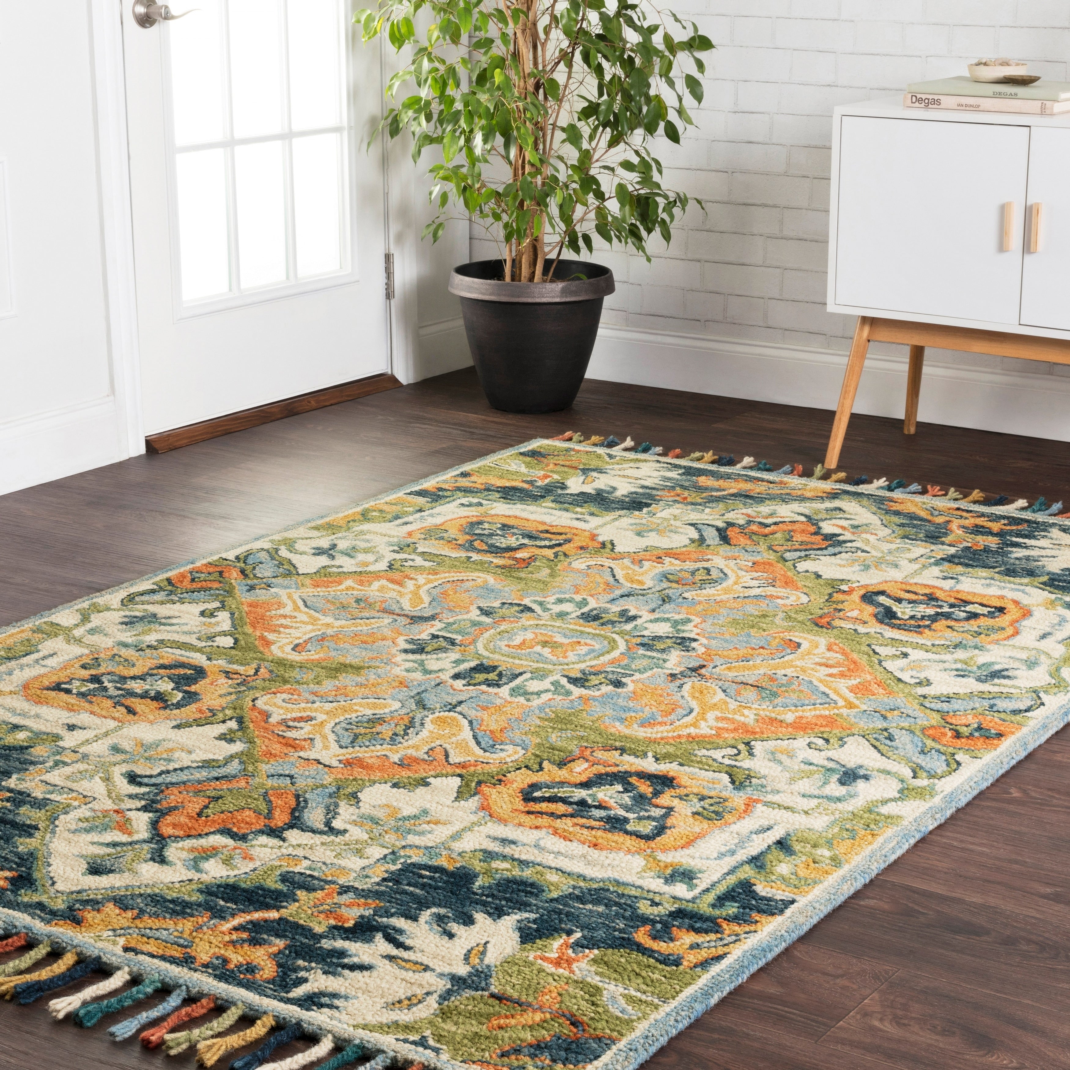 Hand Hooked Sonnet Blue Multi Rug 79 X 99 79 X 99