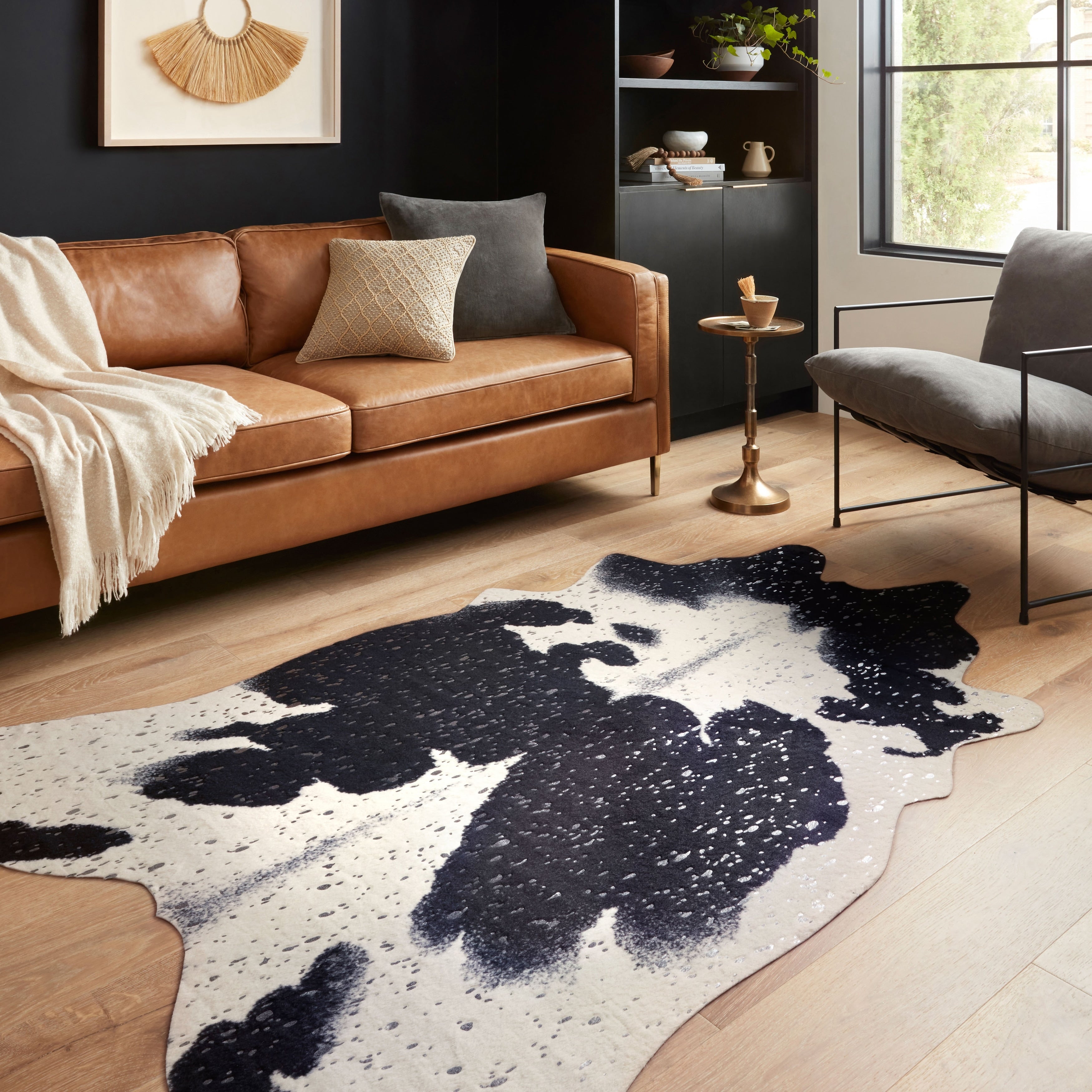 Clayton Black Silver Faux Cowhide Rug 5 X 66