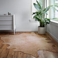 Contemporary Tan Gold Faux Cowhide Rug With Metallic Accents 310 X 5