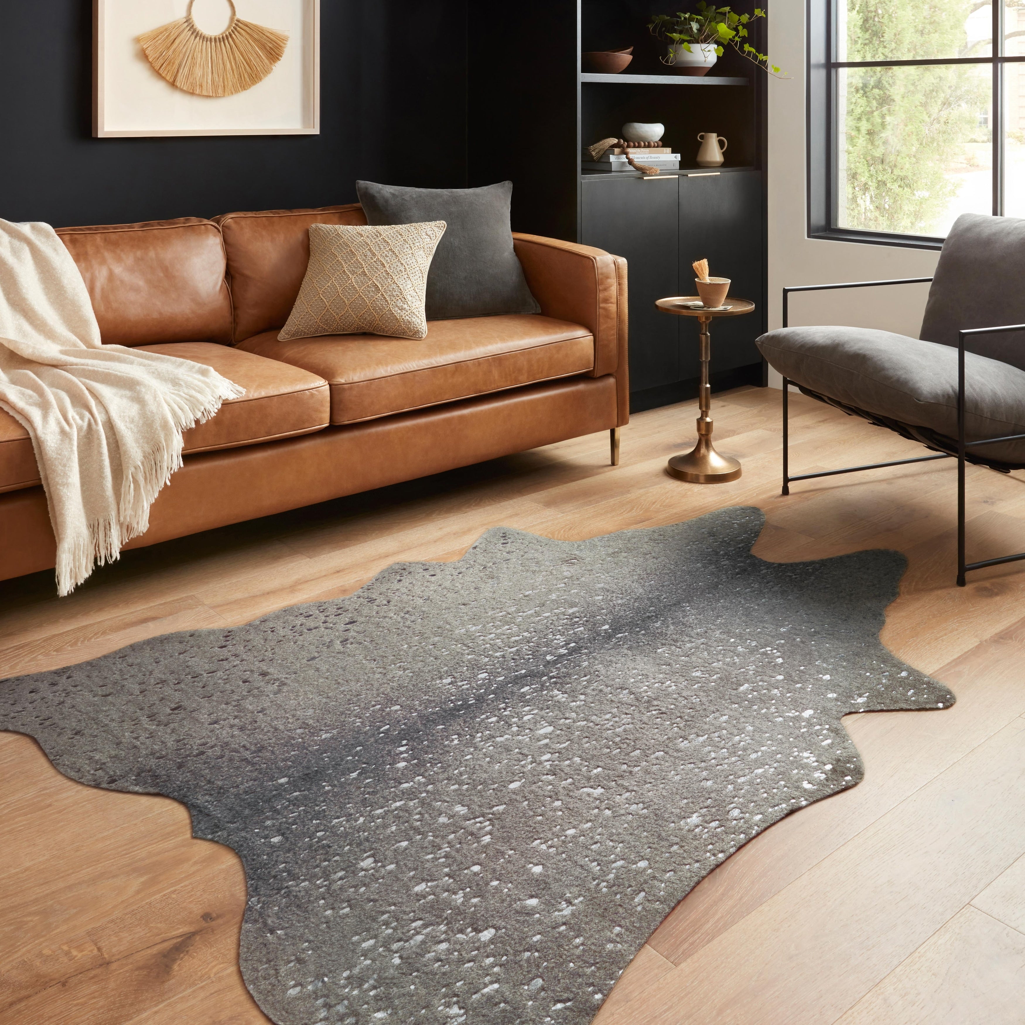 Clayton Graphite Silver Faux Cowhide Rug 62 X 8