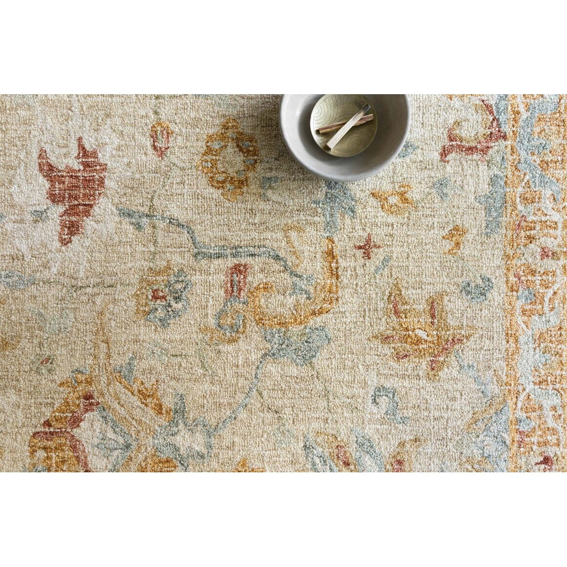 Hand Hooked Traditional Ivory Rust Mosaic Wool Rug 79 X 99