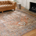Traditional Distressed Rust Blue Medallion Printed Area Rug 86 X 116