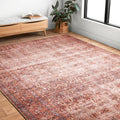 Traditional Distressed Crimson Purple Printed Rug 76 X 96