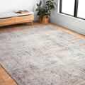 Traditional Distressed Grey Slate Printed Rug 84 X 116 84 X 116