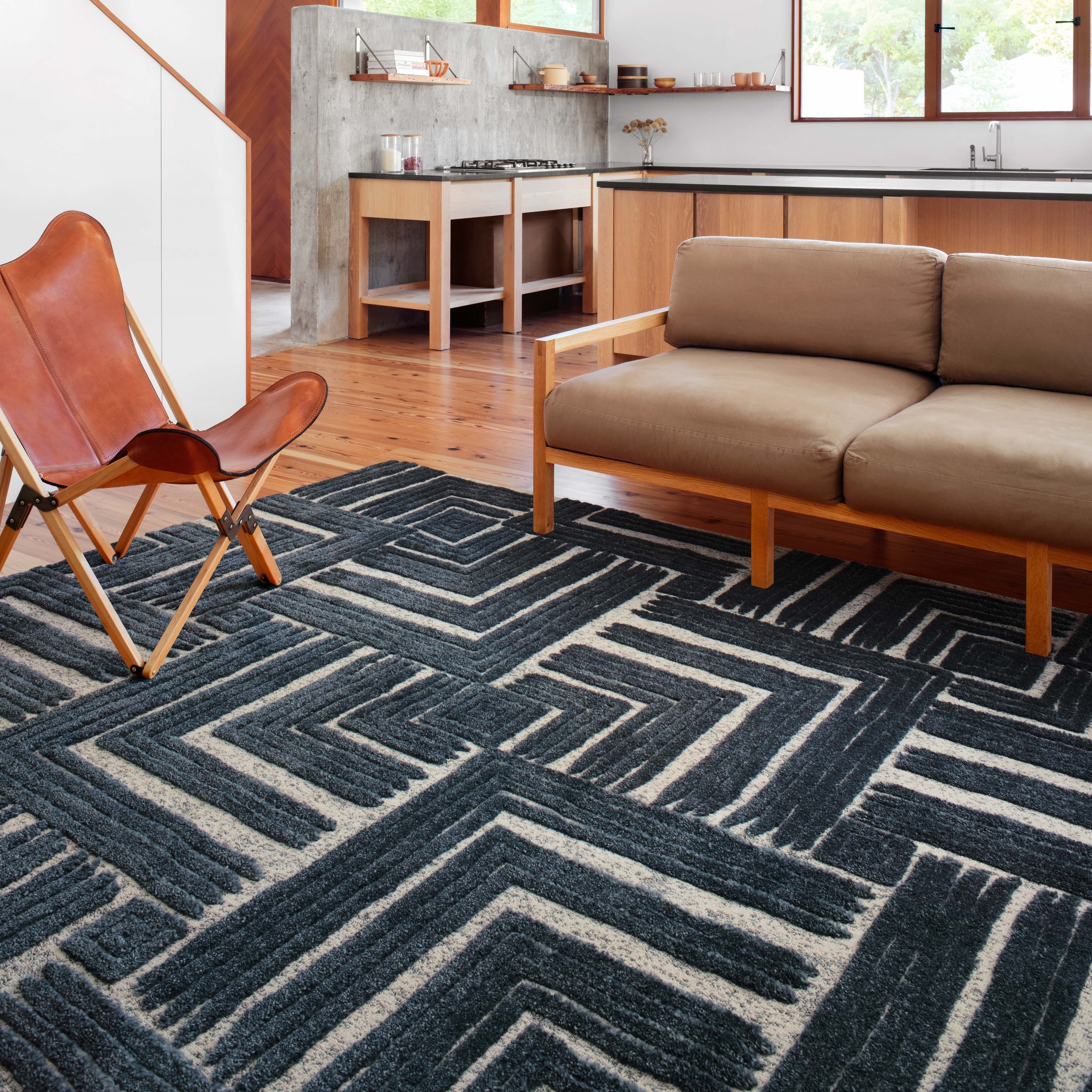 Alexander Home Vail Mid Century Modern Geometric Square Area Rug