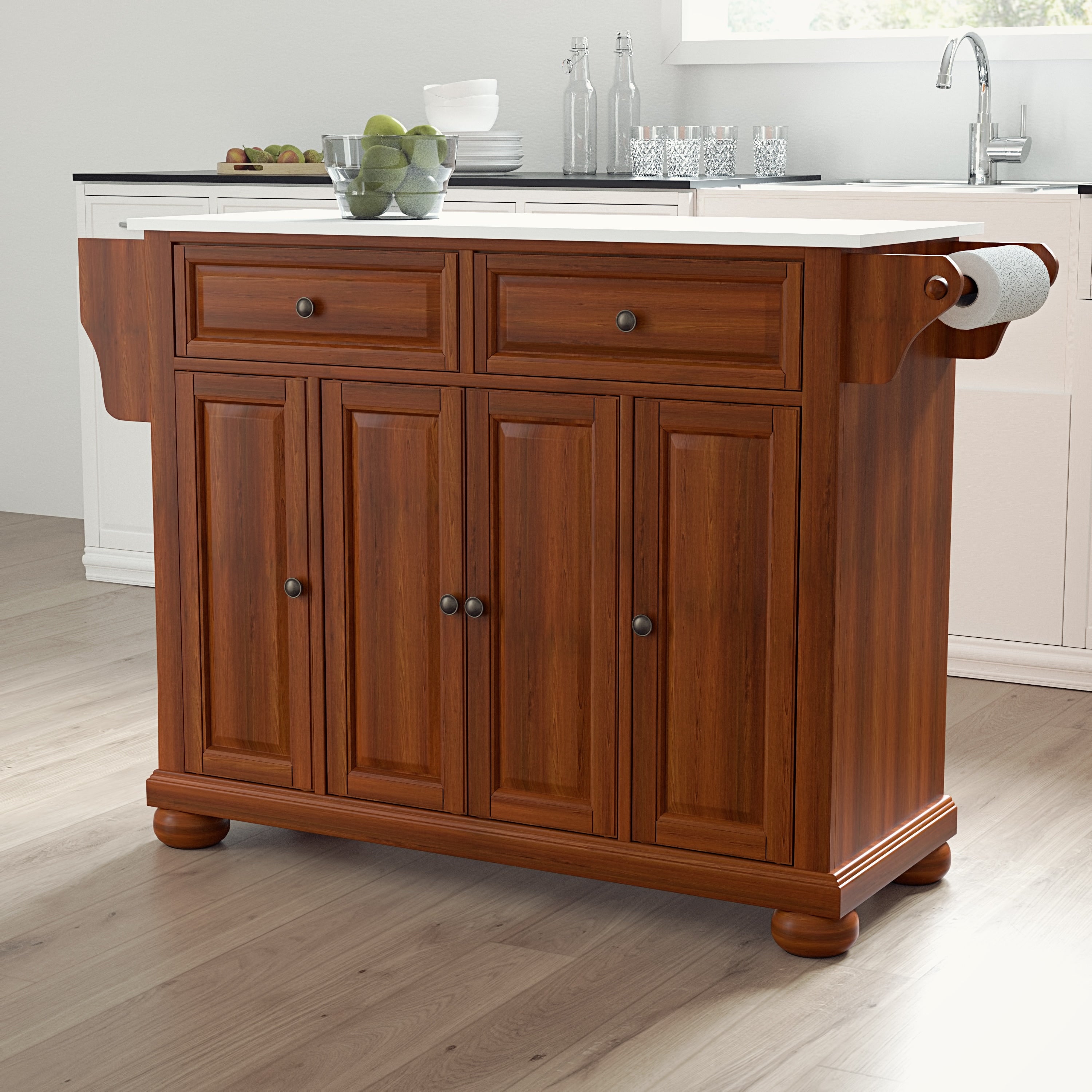 Alexandria Granite Top Full Size Kitchen Island Cart 52 W X 18 D X 34 H