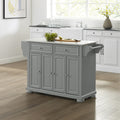 Alexandria Granite Top Kitchen Island Cart Gray White